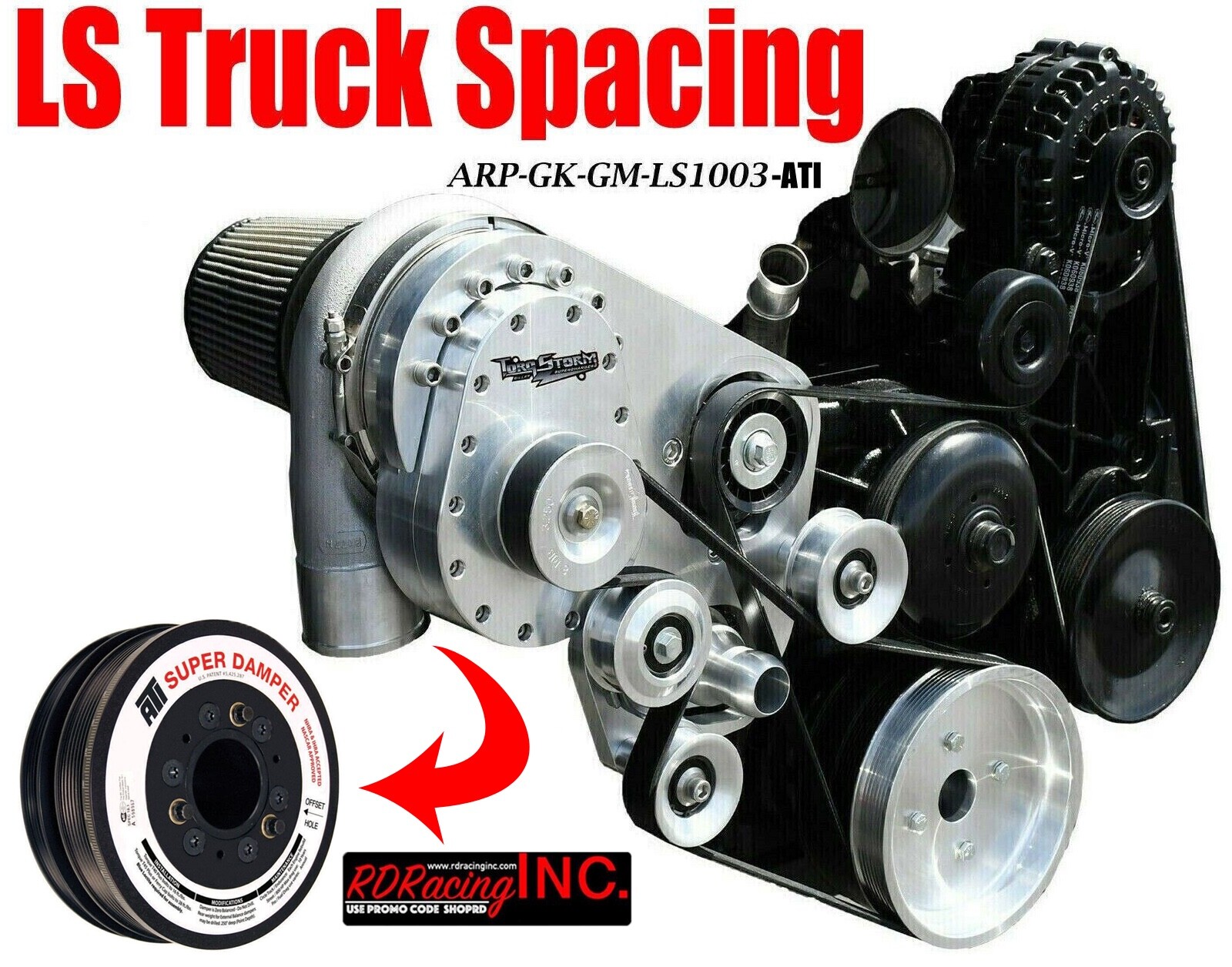 TORQSTORM SUPERCHARGER SYSTEM Truck Spacing Base  ARP-K-GM-LS1003-ATI   in stock