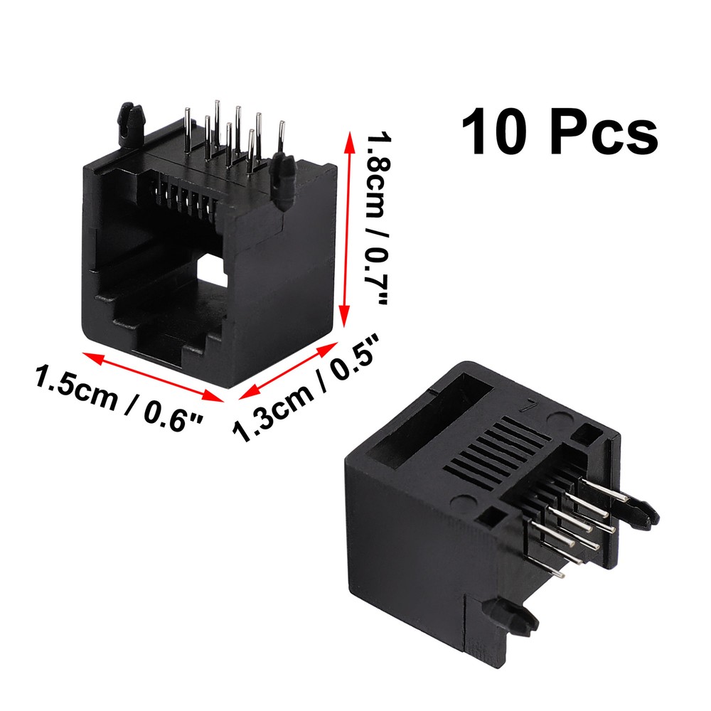 10 Pcs Vertical RJ45 8P8C PCB Jack Modular Mount Network Ethernet Connectors