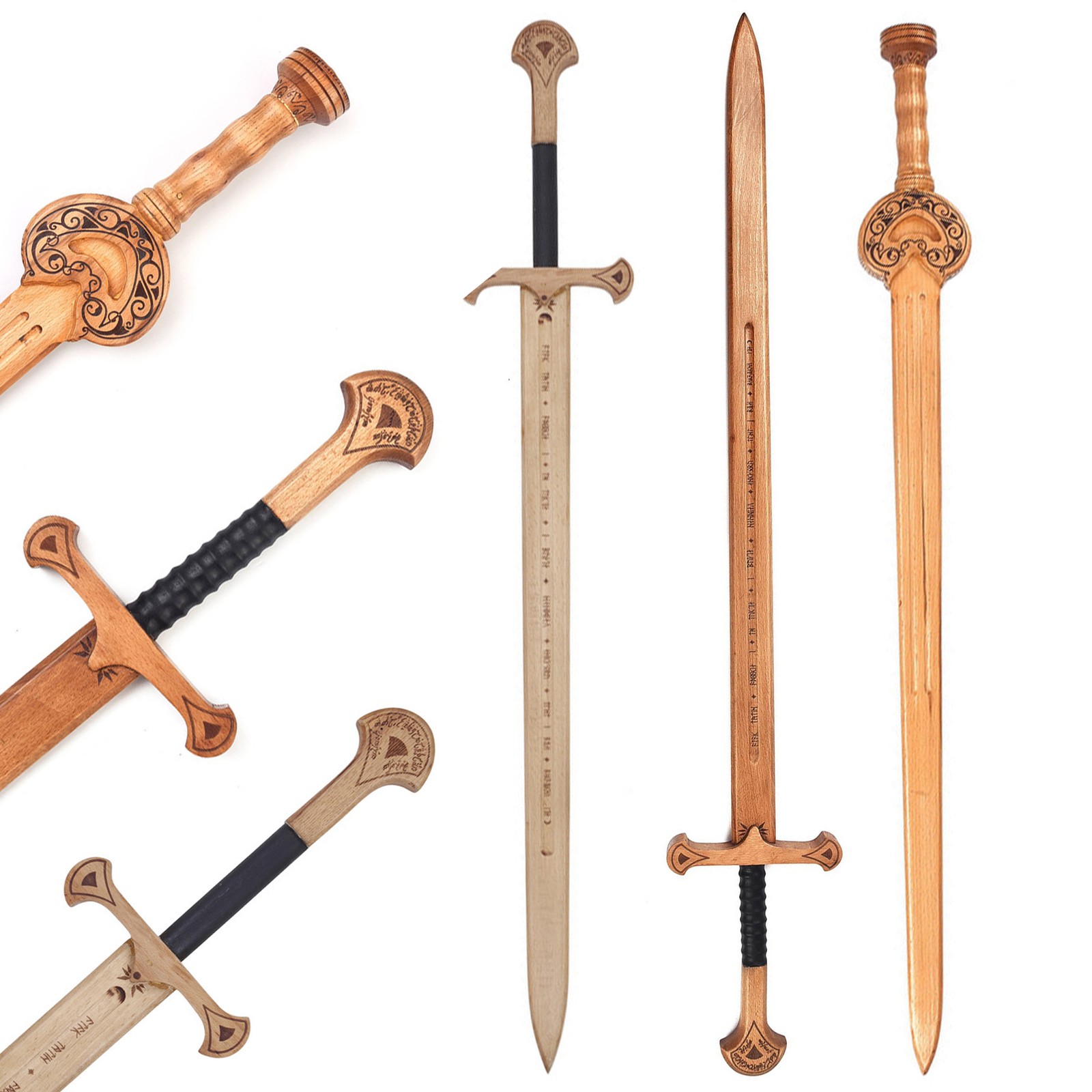 Medieval Wooden Training Sword Practice Longsword Cosplay Stage Combat Replica