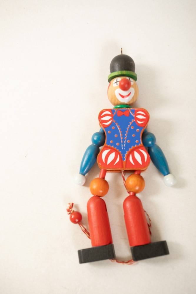 Famo Pull String Jumping Jack Clown (A3L/JSF6) Dancing Painted Wood Austria