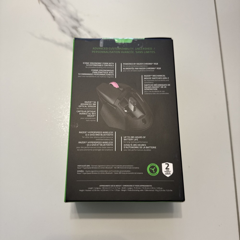 New Razer Basilisk V3 X HyperSpeed Wireless Gaming Mouse Optical Sensor (Black)