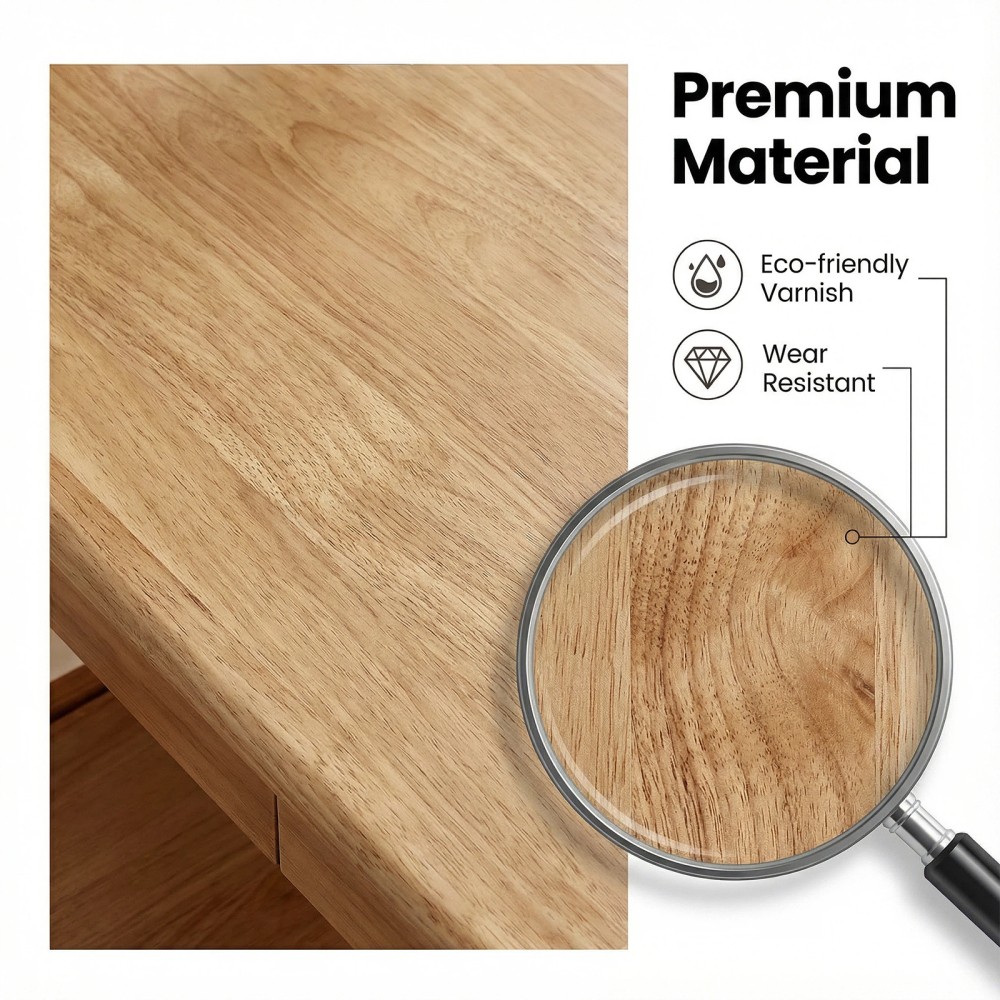 Modern Solid Wood Writing Desk with 2 Drawers, Compact Office Desk