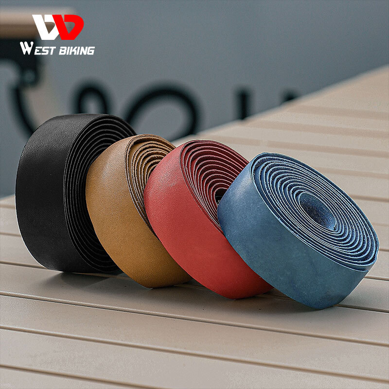 WEST BIKING Genuine Leather Bicycle Handlebar Tape Road Bike Retro Color Belt
