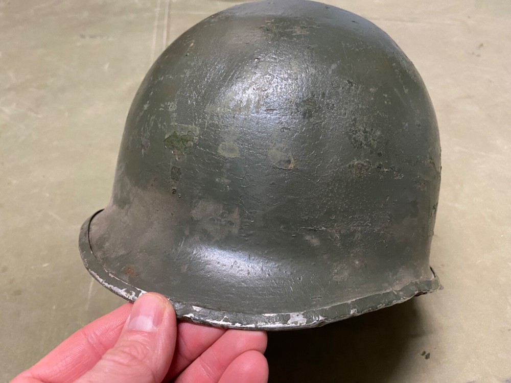 ORIGINAL WWII US ARMY M1 HELMET SHELL, FRONT SEAM