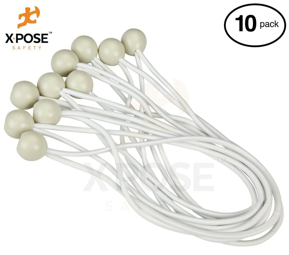 9” White Ball BUNGEE Cord Tarp Bungee Tie Down Strap