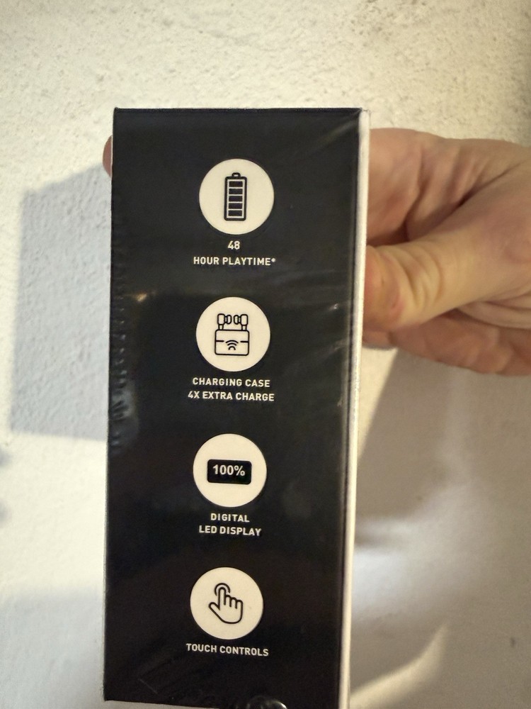 Groovz Plus Wireless Bluetooth Earbuds, Wireless Charging, Touch Control, Black