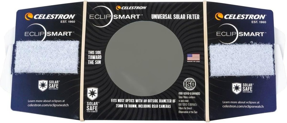 EclipSmart Folding Solar Eclipse Filter - Safe for Telescope & DSLR Cameras