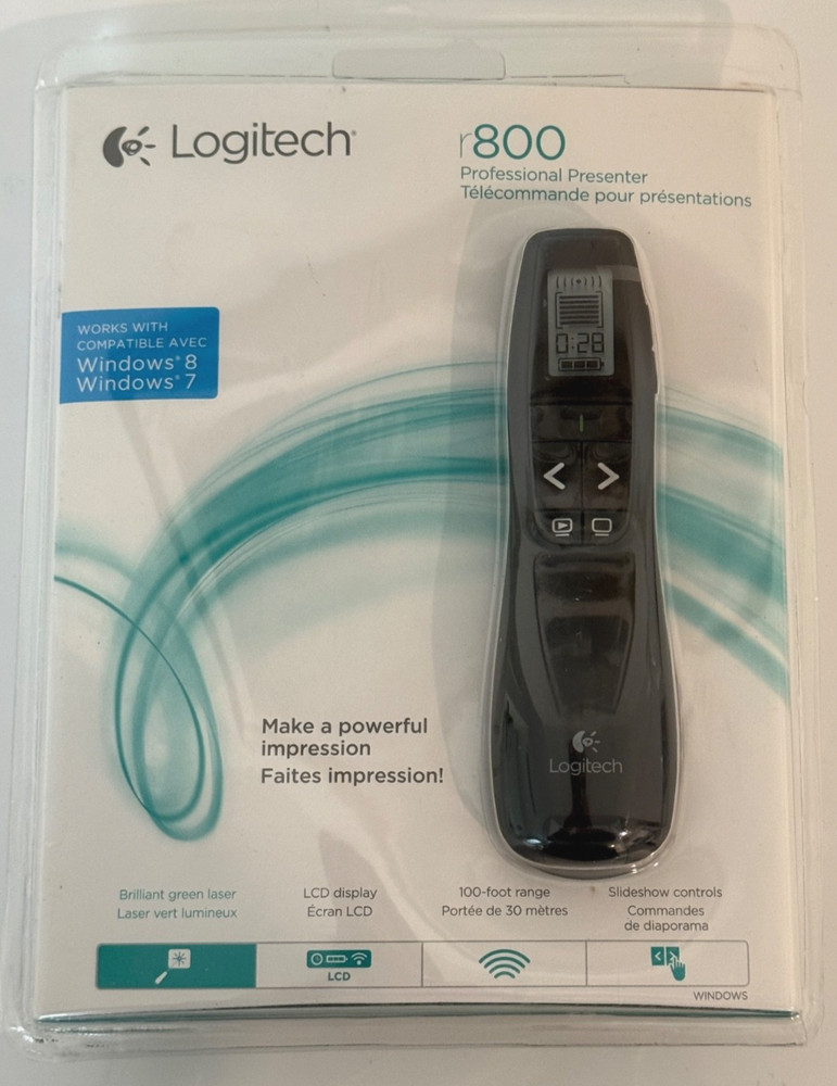 Logitech R800 Laser Presentation Remote Control - Black - NEW