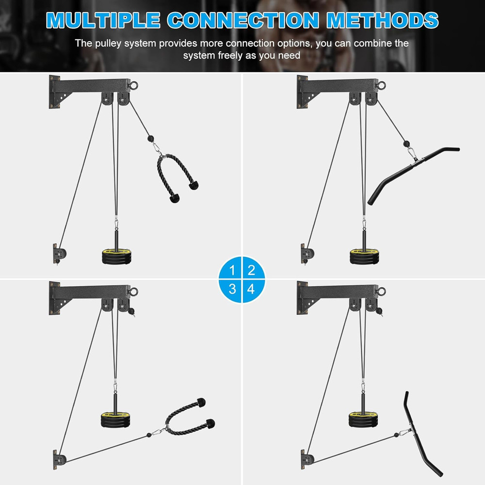 Wall Mounted Pulley System, Low Cable Machine Pulley System for LAT Pulldown, Bi