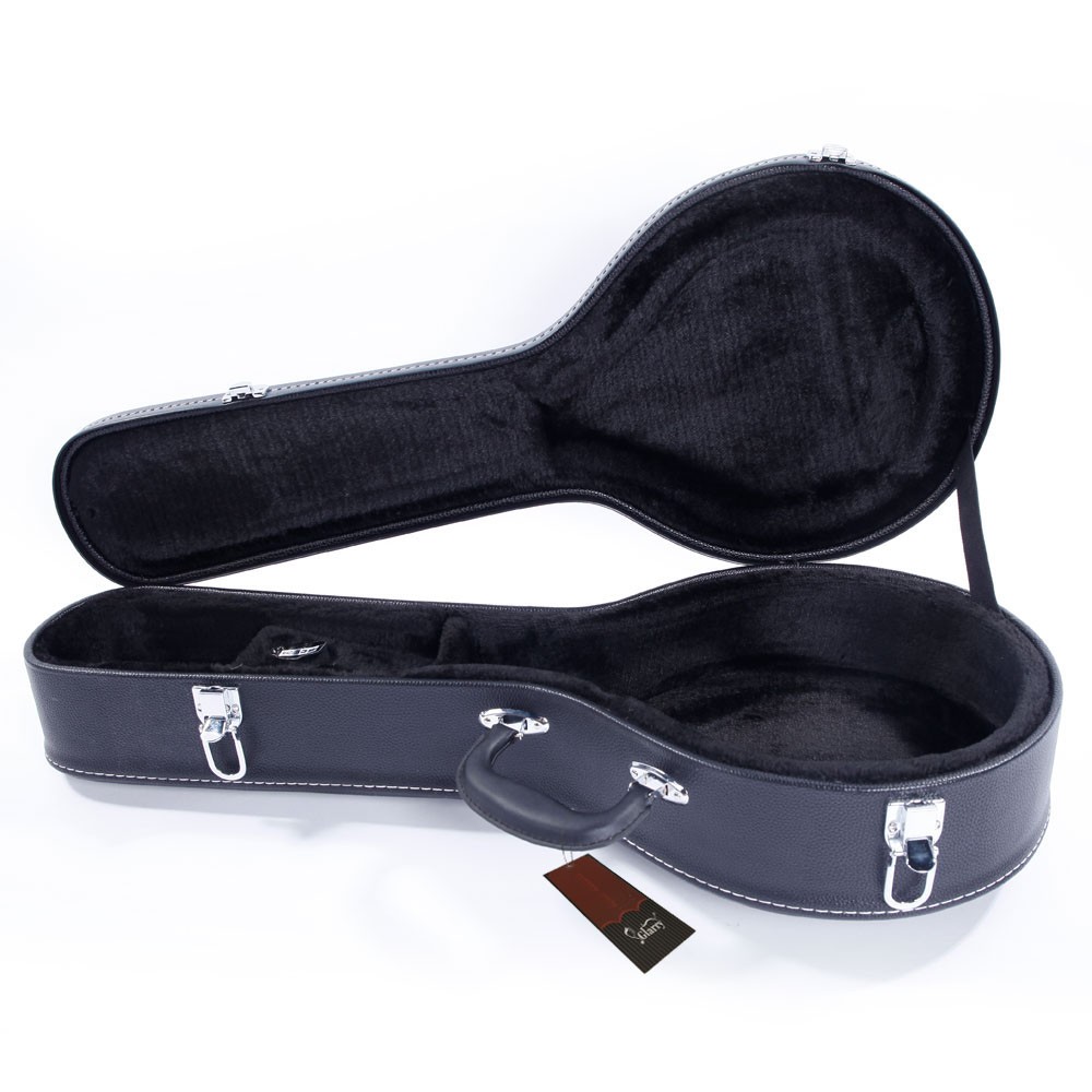 Hardshell A-Style Mandolin Case Black Microgroove Leather Plush Lined