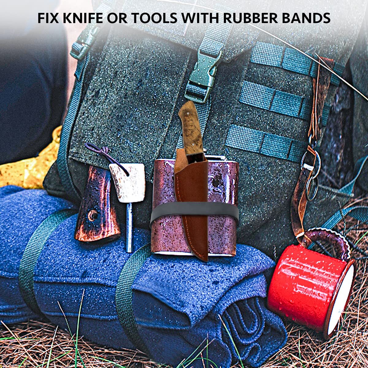 62Pcs Tactical Heavy Duty Elastic Wide Thick UV Heat Cold Resistant Rubber Bands