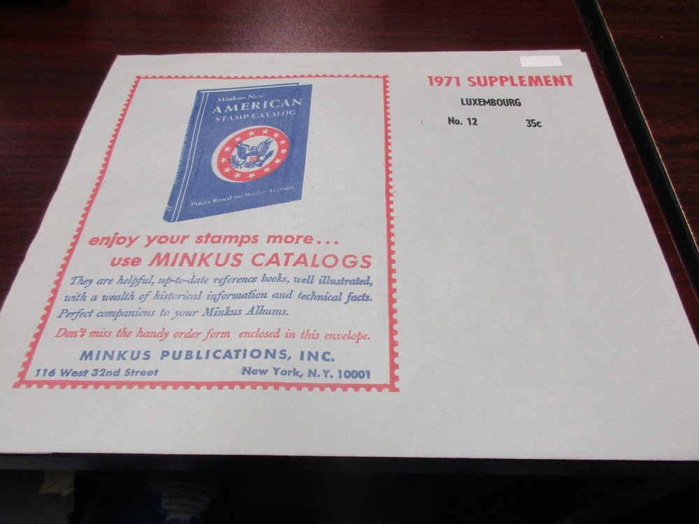 "MINKUS" 1971  SUPPLEMENT  LUXEMBOURG  #12  W/FREE SHIPPING!!!