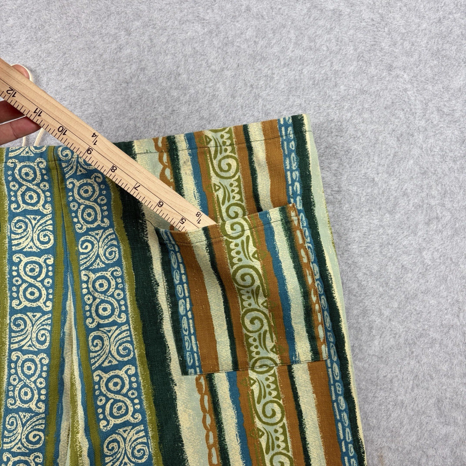 Vtg Beach Pants Mens Large Green Hippie Tiki Surf Tribal Resort 70s Union Made