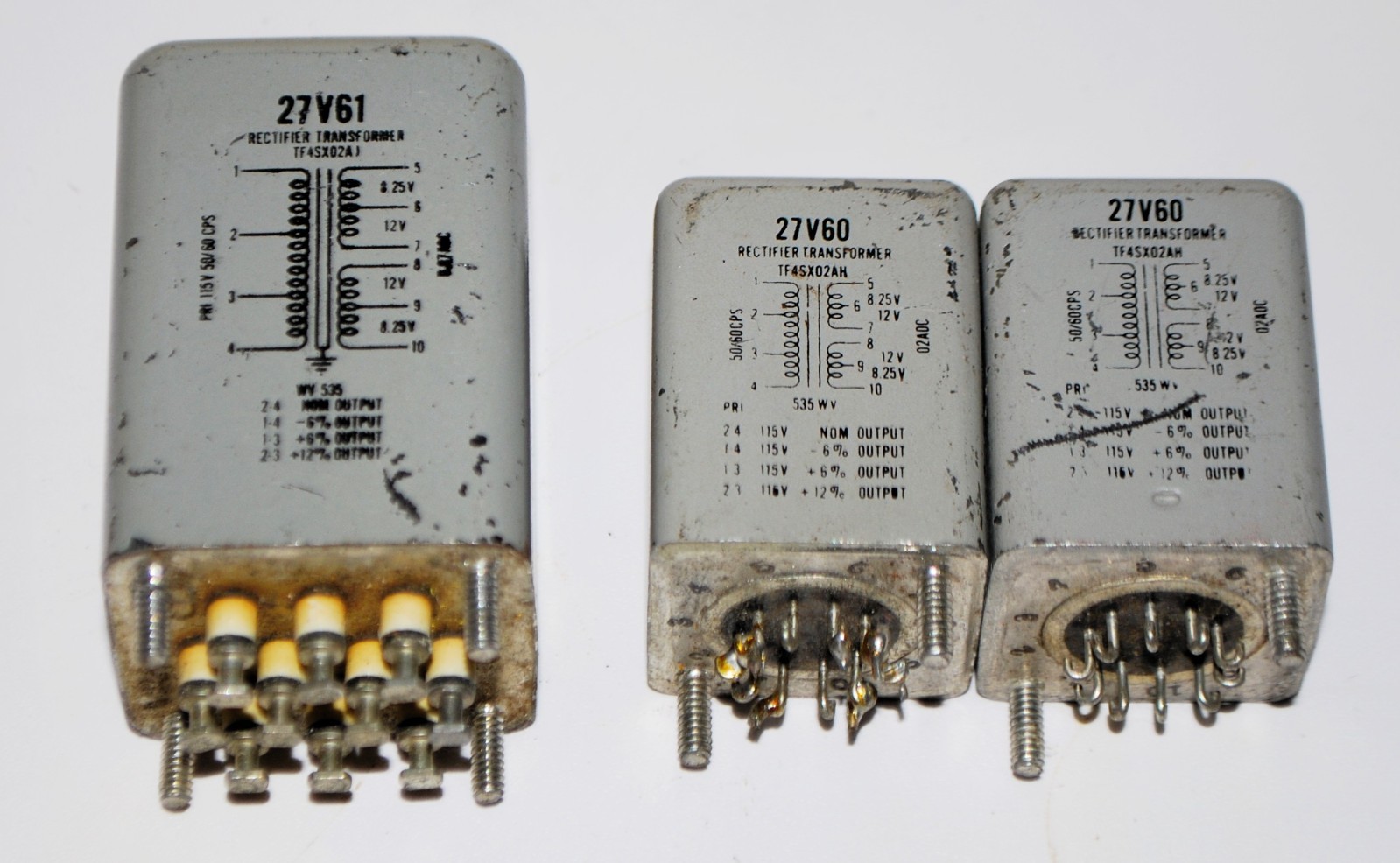 3 Vintage Thordarson Silicon Rectifier Transformers 27V60 and 27V61