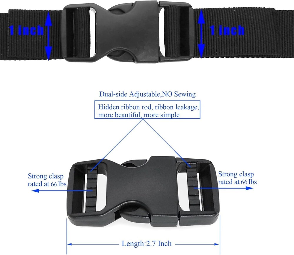 2-Pack 1 Inch Heavy-Duty Side Release Buckles - Quick, Adjustable & Versatile