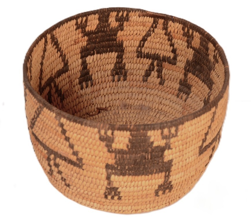 Antique Papago Basket ca. 1930 4.875" H x 7.625" D Hand Coiled