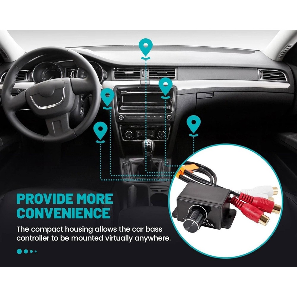 Car Audio Remote Bass Knob RCA Level Controller for Subwoofer Volume Control
