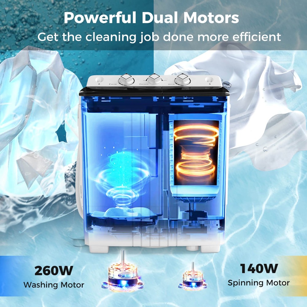 Portable Washing Machine with Drain Pump Timer Control Compact Washing Machine