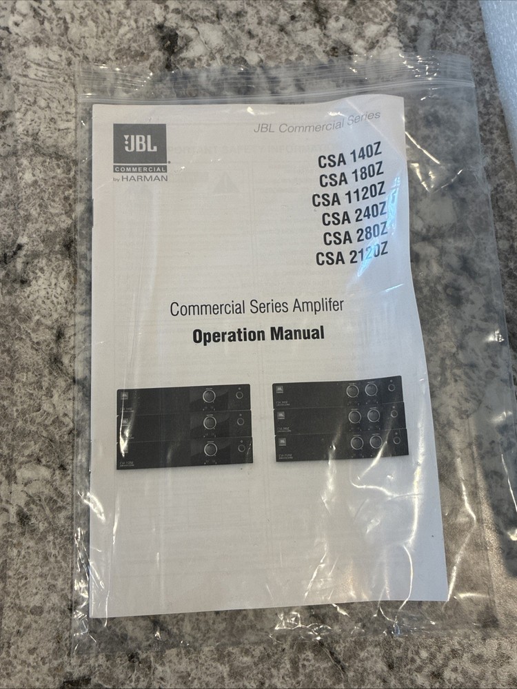JBL CSA 280Z Drive Core Audio Amplifier With Rack Mount