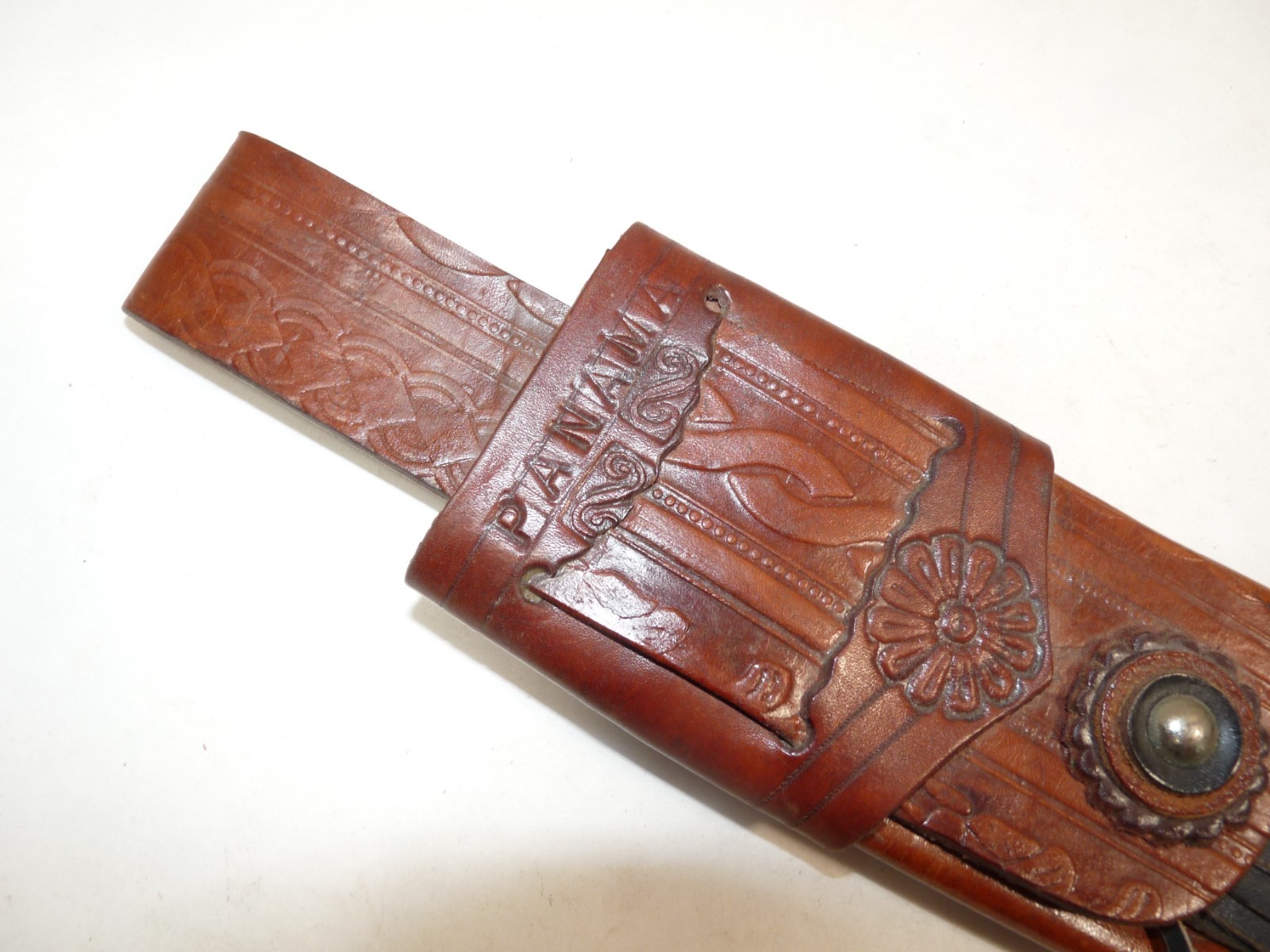 Vintage 14” Legitimus Collins Co. Guatemala Machete w/Panama Leather Sheath