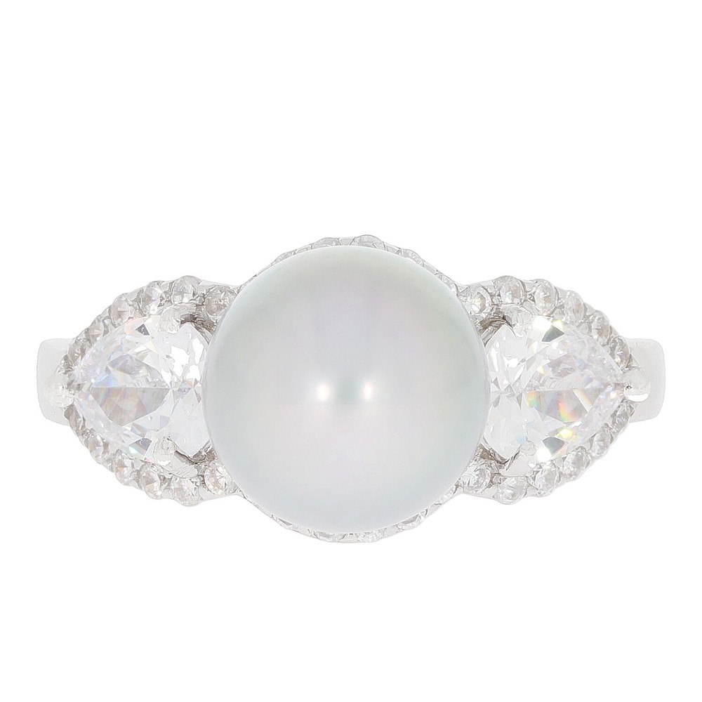 Sterling Silver Semi Mount Ring Setting Round RD 9X9mm Pearl 3 Stone