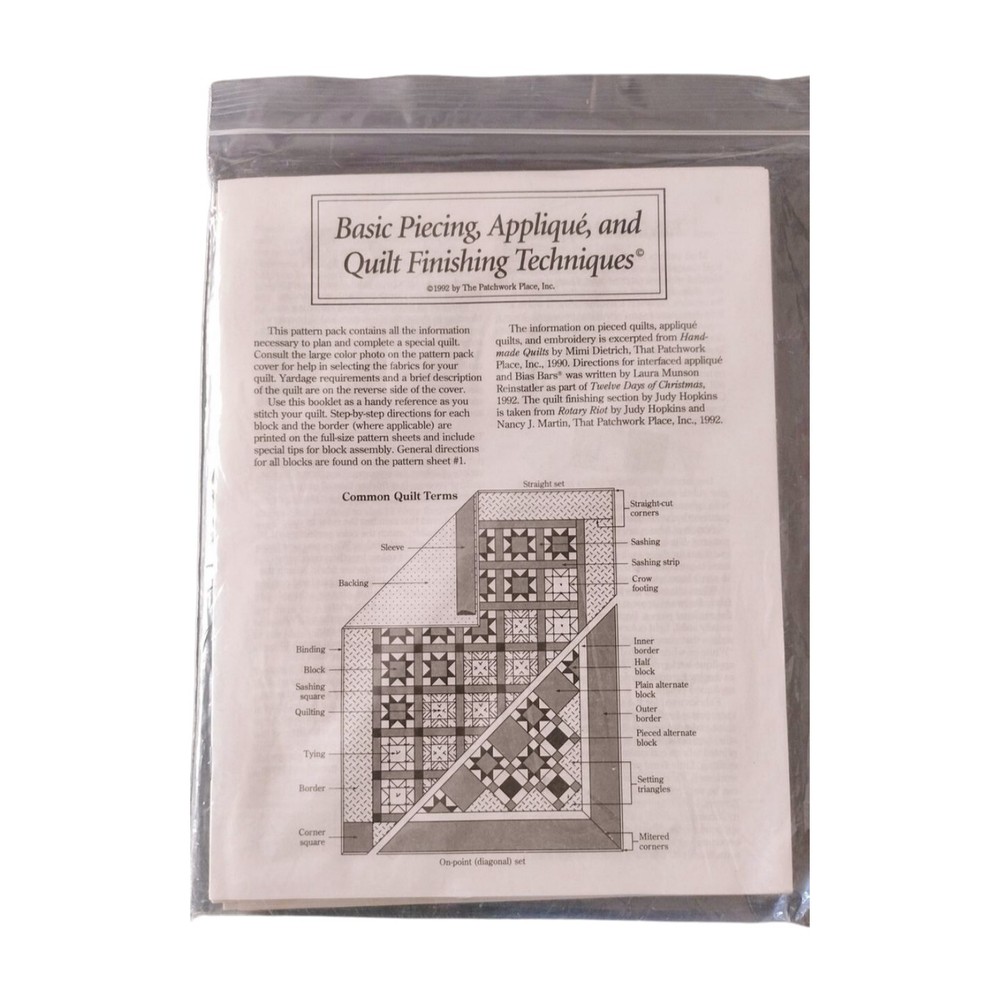 Rose Sampler Supreme Applique Quilt Pattern Pack Uncut That Patchwork Place