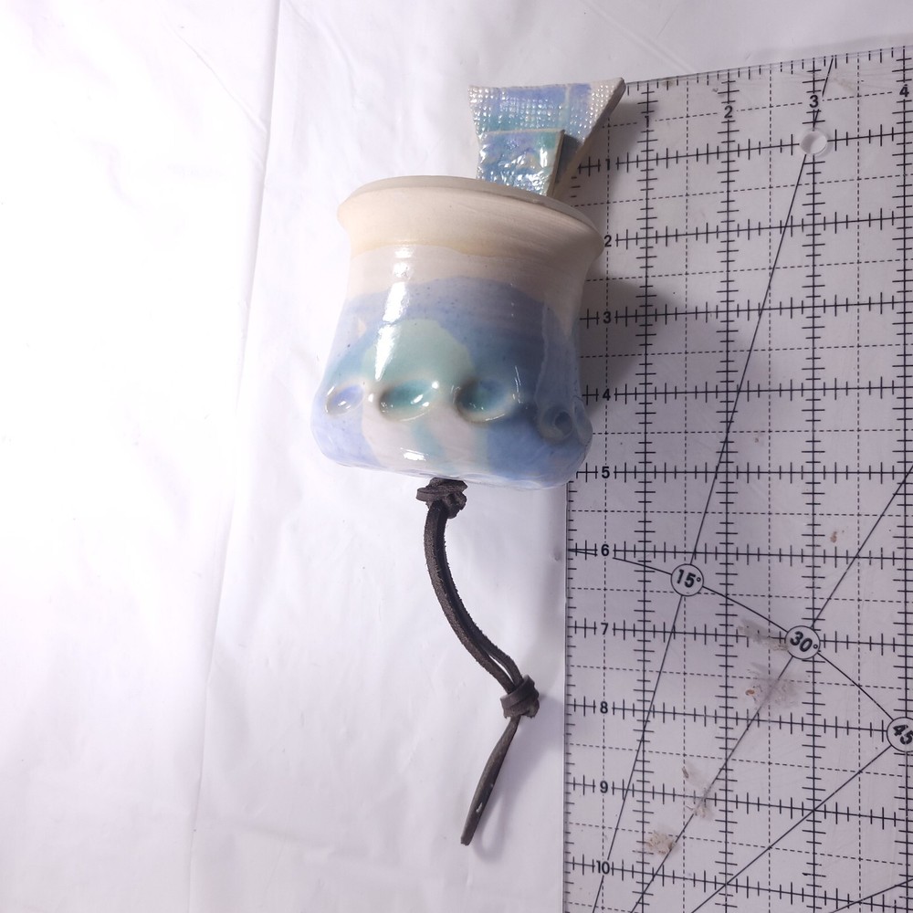 Ceramic Bell Windchime Handmade White Blue Purple