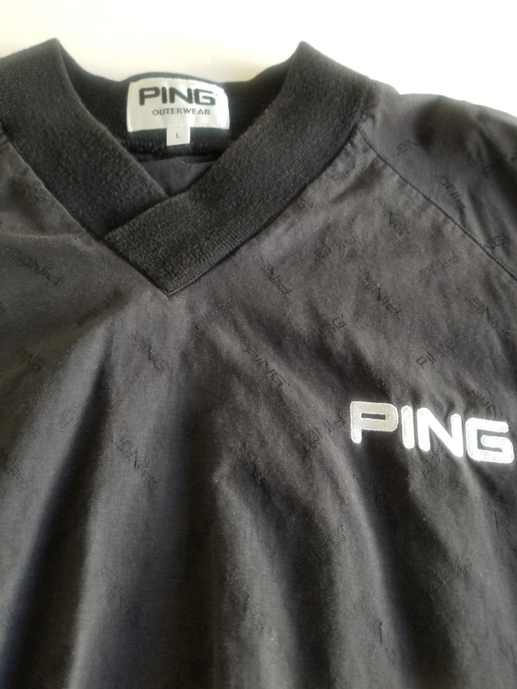 Ping Collection  Men's Large Black Windbreaker Pullover Jacket V-Neck