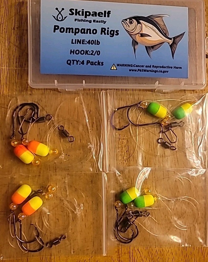 AS PICTURED Pompano rig  2/0 circle 40lb  ( 4 Pack )