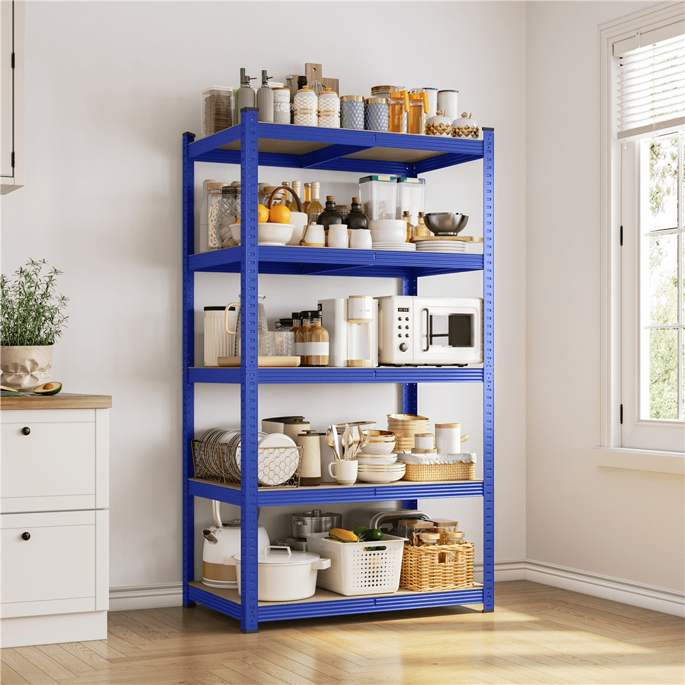 5-Tier Metal Boltless & Adjustable Storage Rack, Black