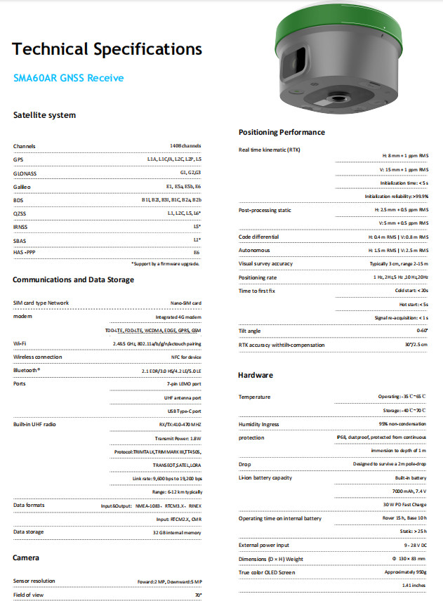 SMA60AR & SMA20Pro Base RTKGNSS OLEDScreen Display Photogrammetry VisualStakeout