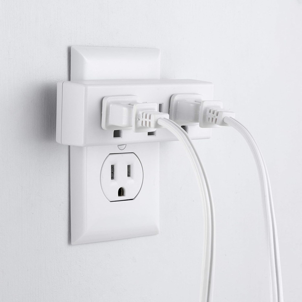 3-Outlet Extender, 2 Pack, Grounded Wall Tap, 3-Prong Adapter, Multiple Plug, Po