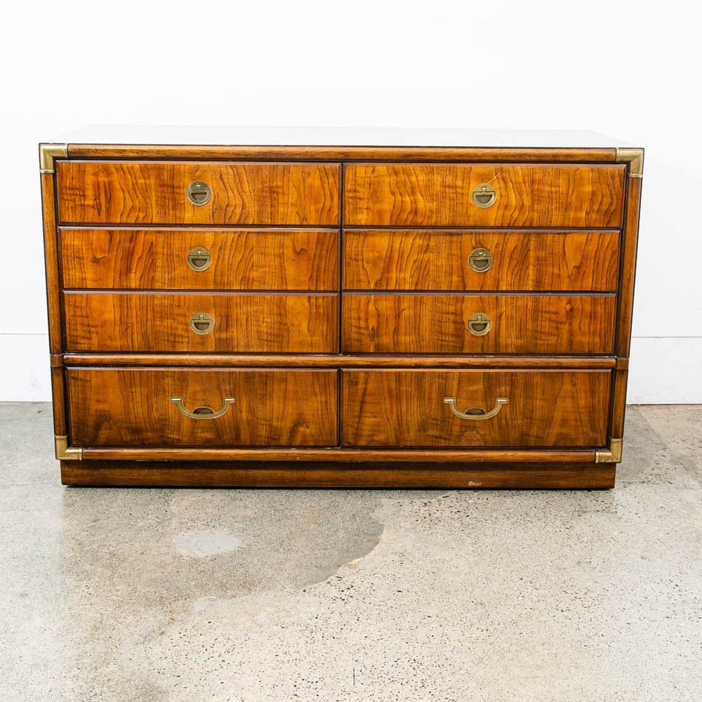 Mid Century Modern Credenza Dresser Drexel 6 Drawer Brass Handles Accolade Mcm