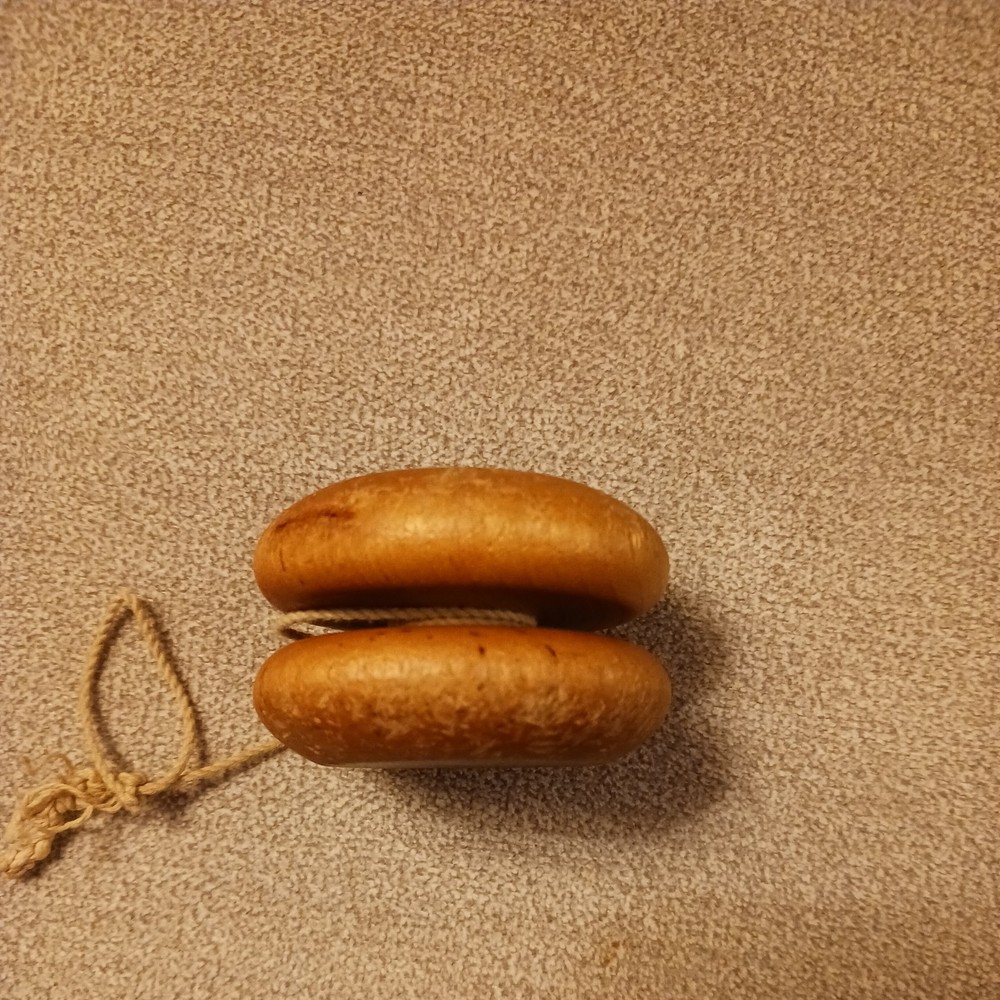 Vintage Wooden Yo Yo With Advertisement