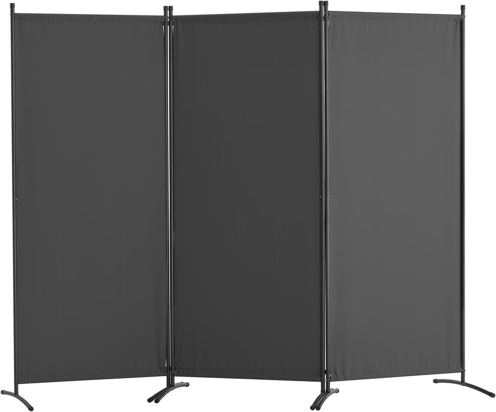 3-Panel Room Divider Folding Privacy Screen – Gray Fabric Partition