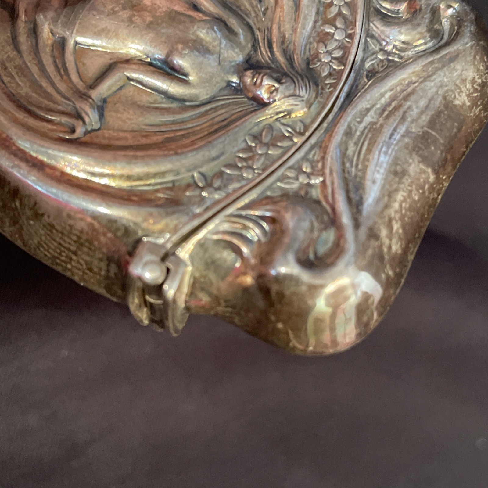 Wallace Sterling Silver Art Nouveau Match Safe Nude Woman Wing-Like Hair 1.5 oz.