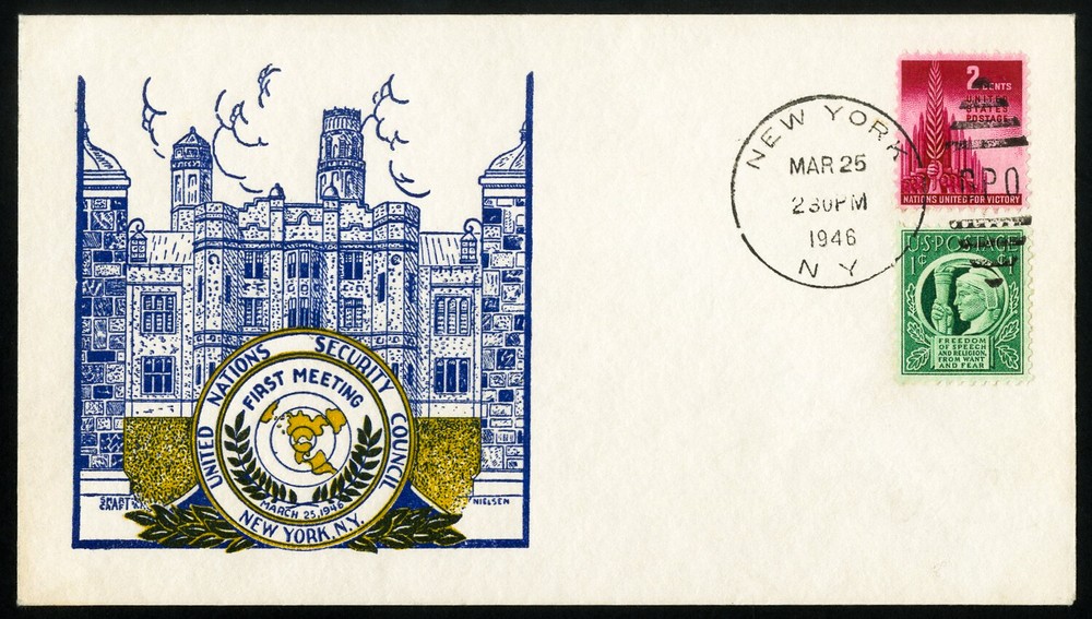 UN Forerunner Stamps 1946 First Meeting Security Smart Cachet