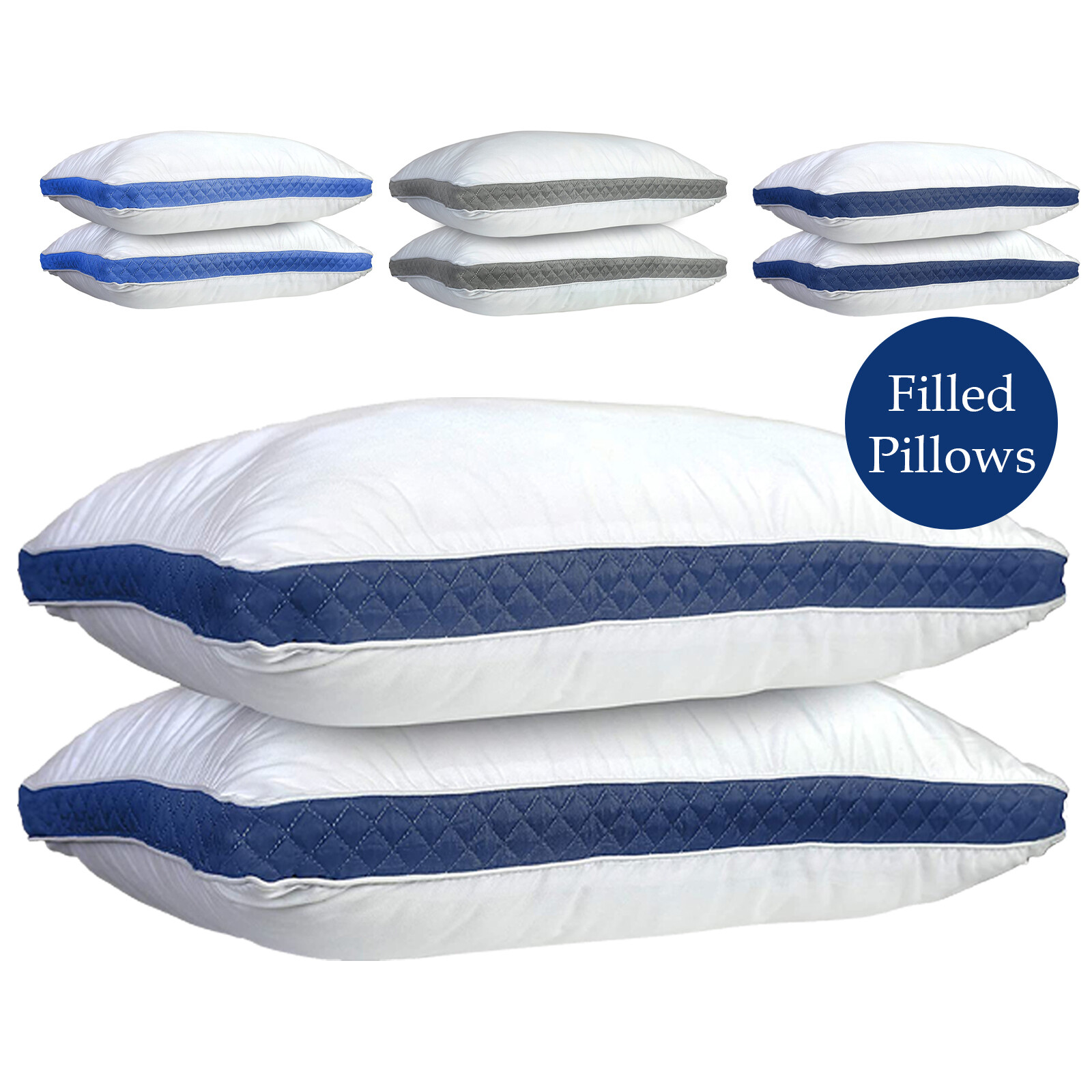Gusseted Pillow Set of 2 Bed Pillows Neck Support Side & Back Sleepers Pillows