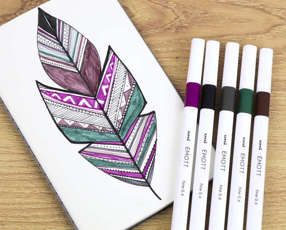 Emott Fineliner Pen Set #3, 10-Colors Chisel Solid