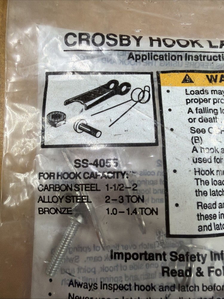 Crosby Hook Latch Kit SS-4055 New In Package