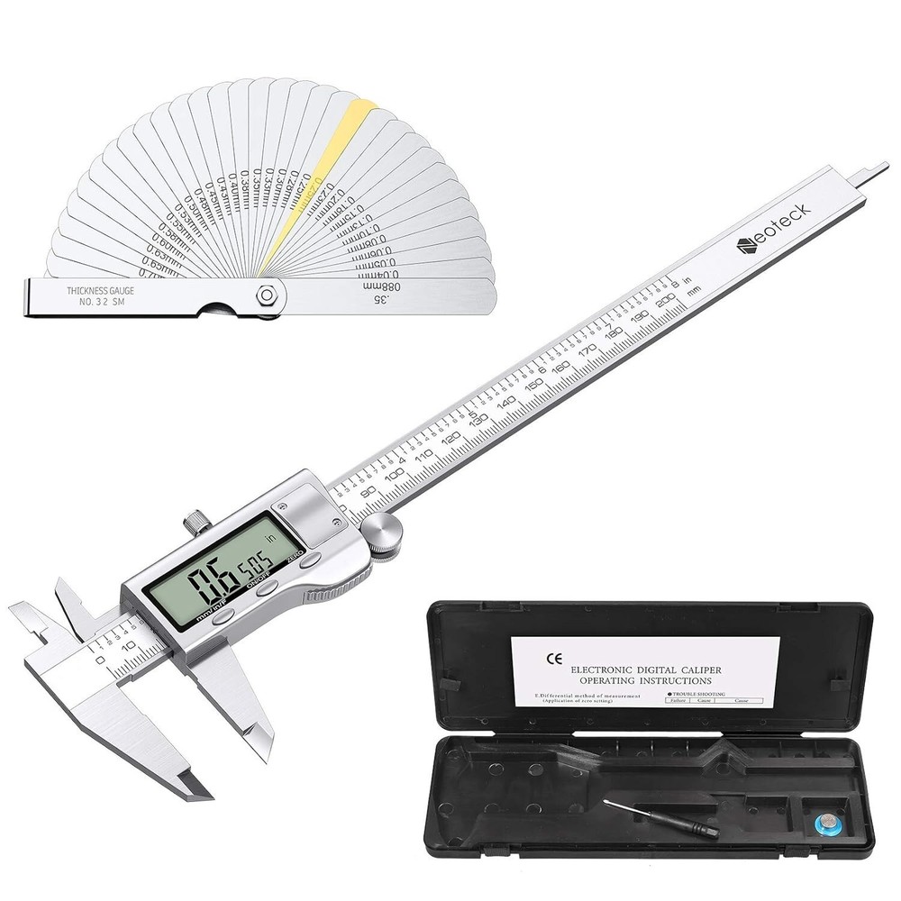 LCD Digital Caliper and Feeler Gauge Set for Versatile Measurement Needs