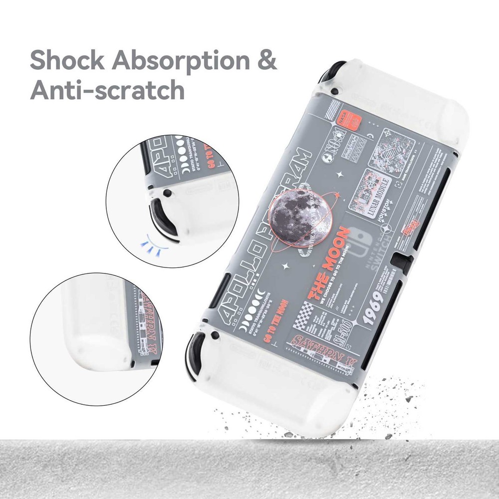 GeekShare Protective Case for Nintendo Switch OLED Hard Shell moon landing