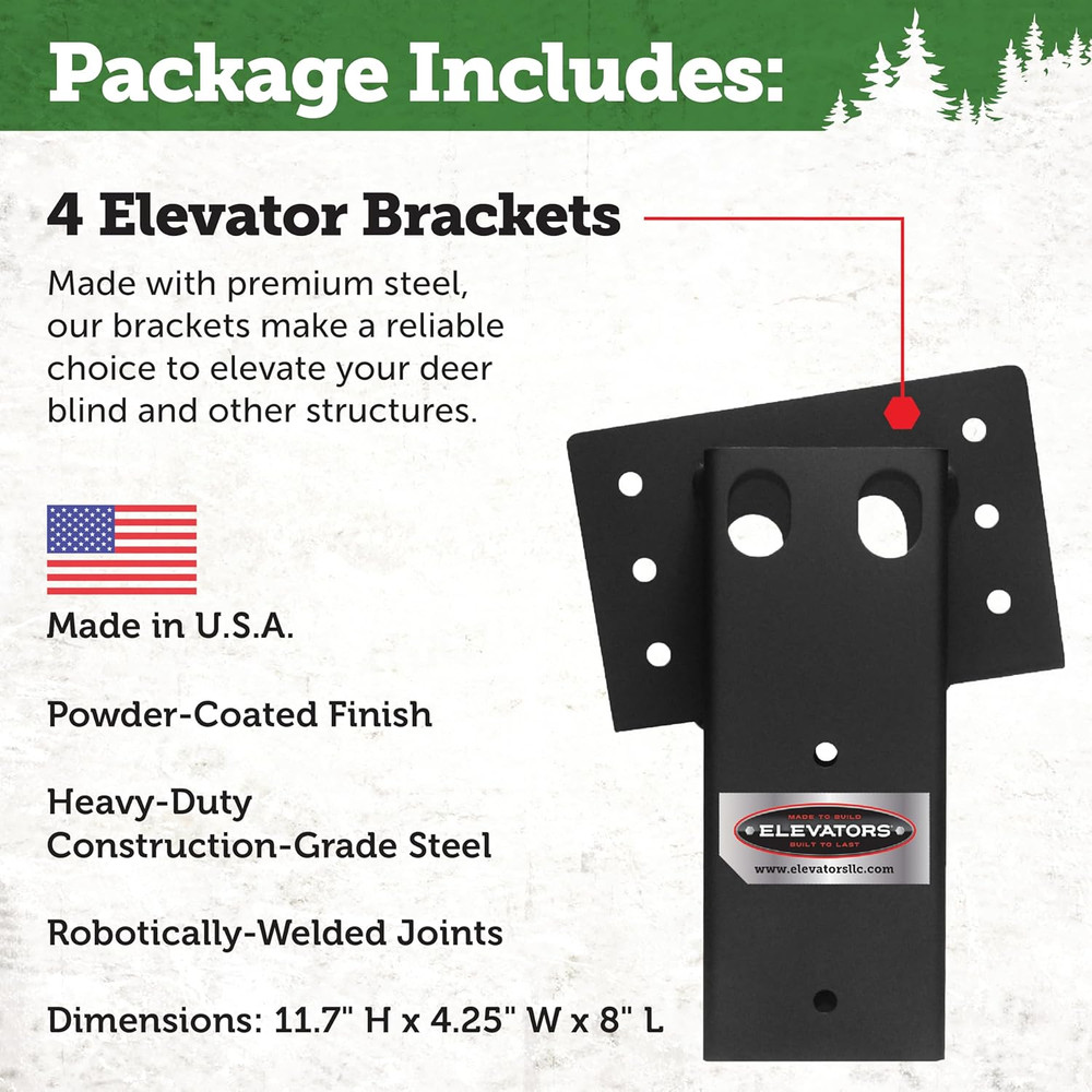 Elevators 4X4 Elevator Brackets, Double Angled Construction-Grade Steel, Ideal f