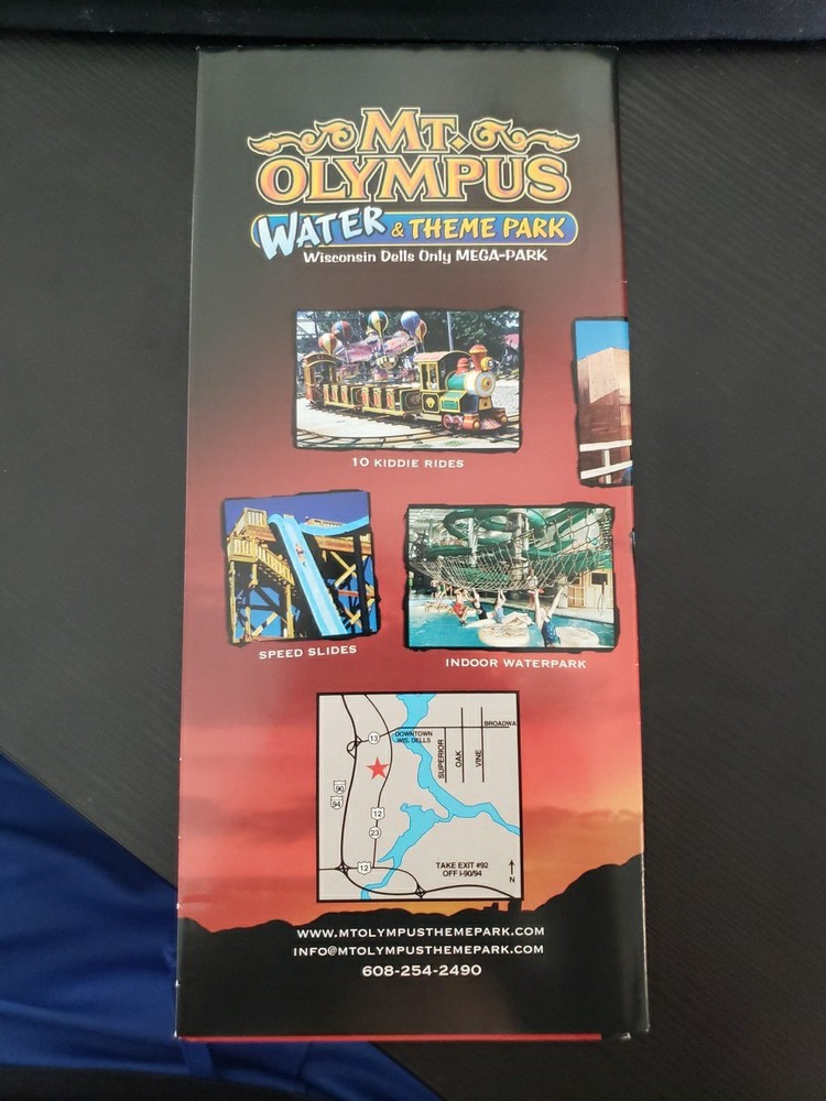 2005 Mt. Olympus Amusement Theme Park Brochure Guide Map