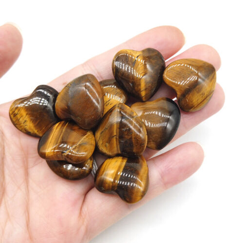 20PCS 20mm Natural Crystal Quartz Carved Heart shaped Healing Love Gemstones