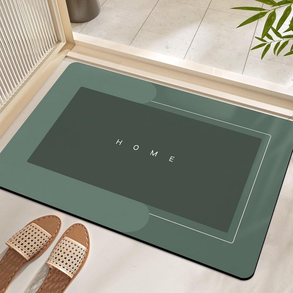 Super Absorbent Bath Mat, 1'11 x 1'4 (Rectangular), Rectangle Green