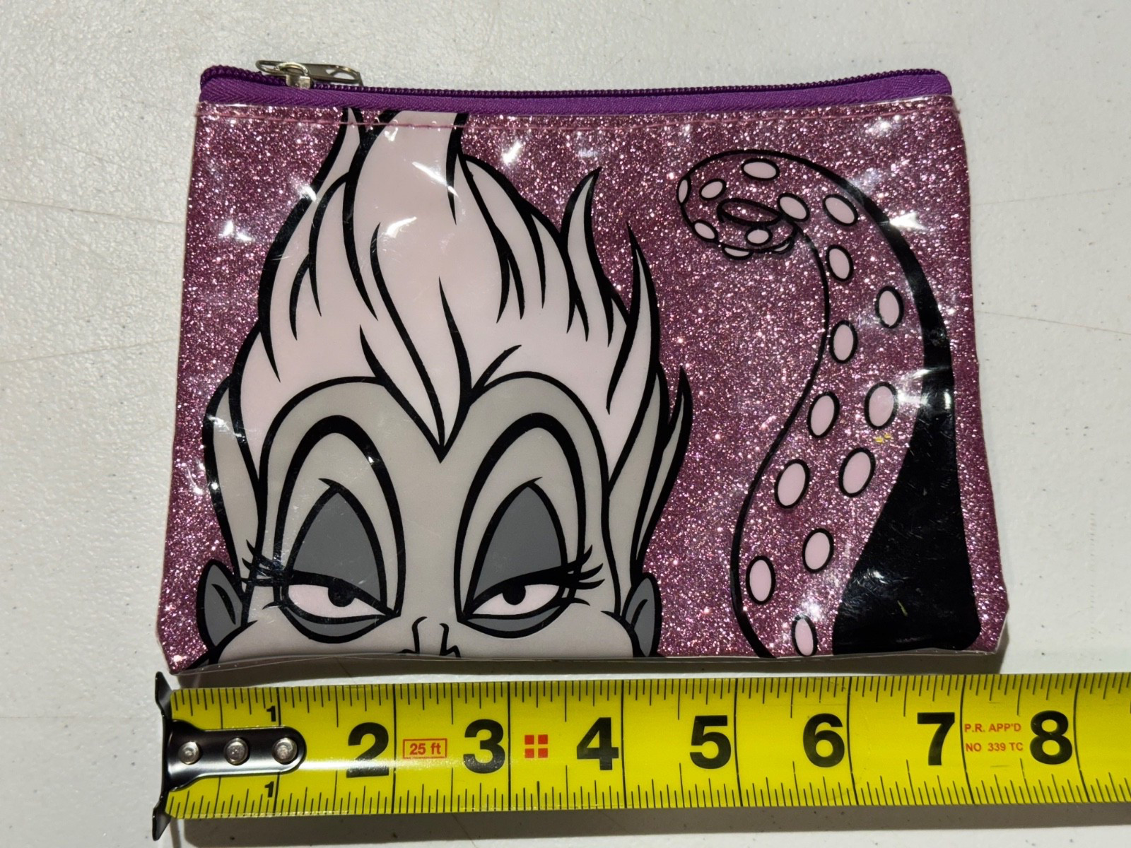 DISNEY'S THE LITTLE MERMAID VILLAINS URSULA COSMETIC MAKE UP BAG PURPLE GLITTER