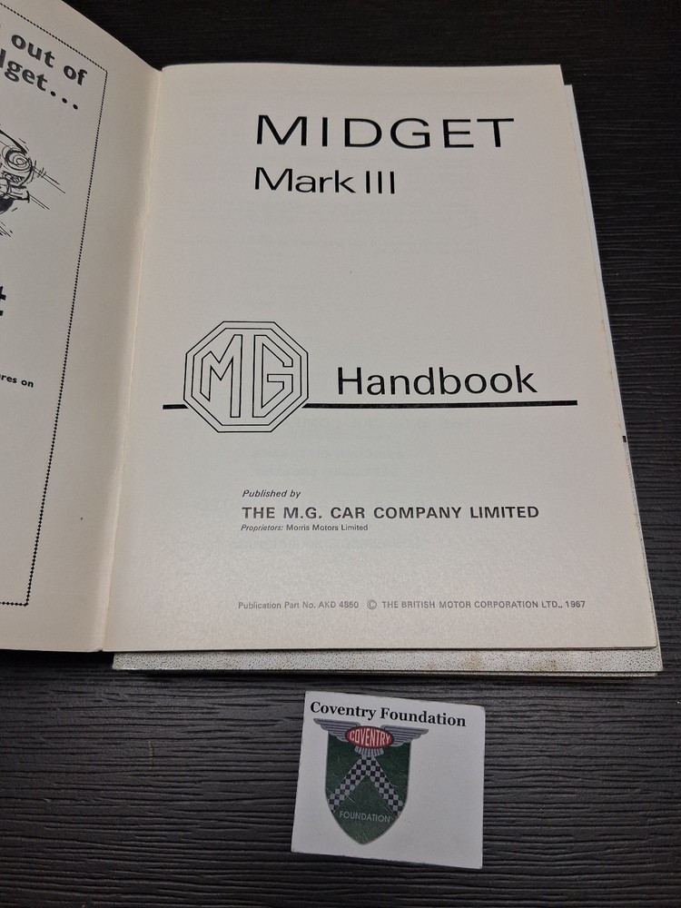MG Midget Mark III Driver's Handbook AKD4850