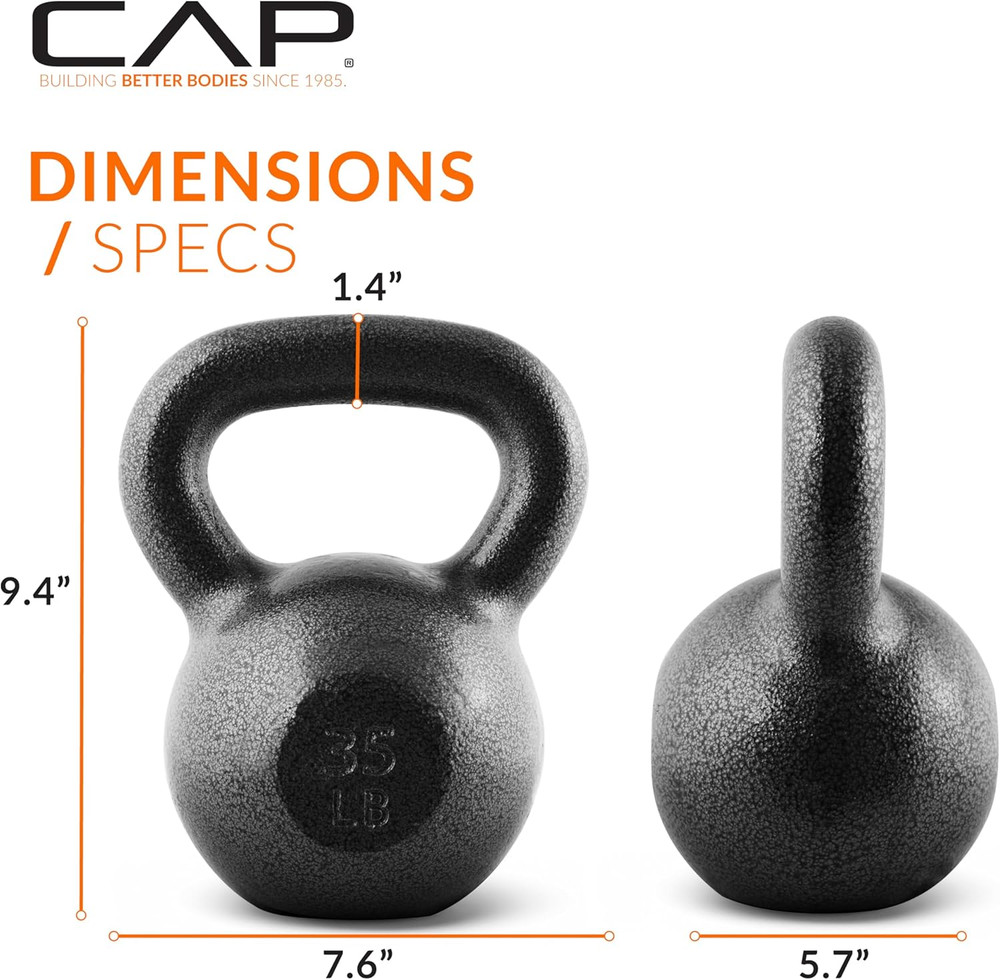 Cast Iron Kettlebell - Coated Options, Singles and Sets, Multiple Weight Choices
