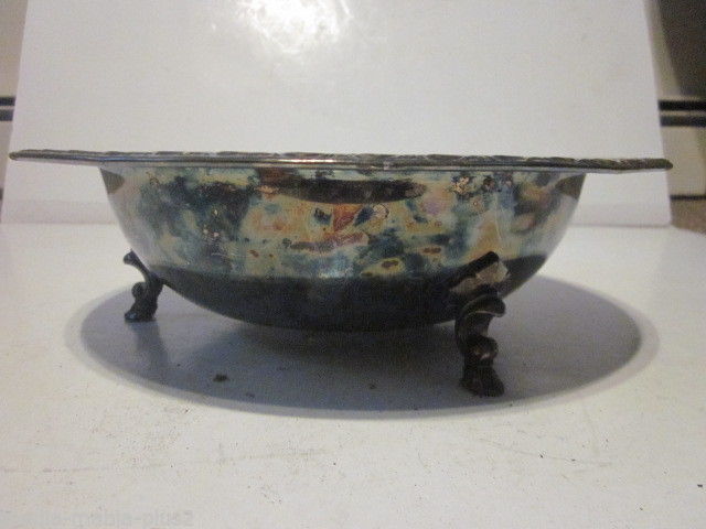VINTAGE SILVER PLATED FOOTED ROUND SERVING BOWL